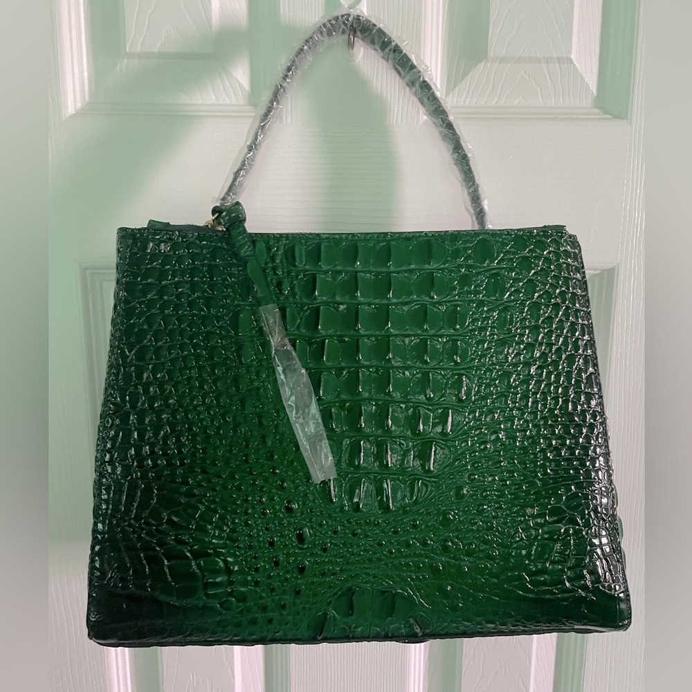 38. New Croc Embossed Green Handbag